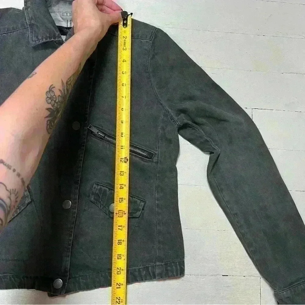 Vintage Calvin Klein Black Wash Denim Biker Style Jacket Women’s Size Small - Picture 11 of 12